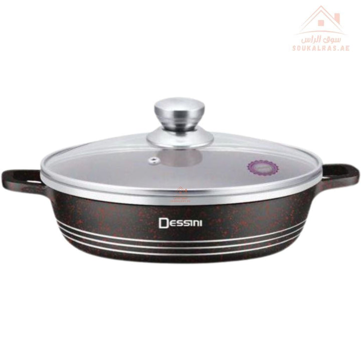 Dessini 10 - Piece Granite Cookware Set | Made in Italy | Non - Stick Casserole Pots with Glass Lids | UAE Kitchen Essentials - Souk Al Ras