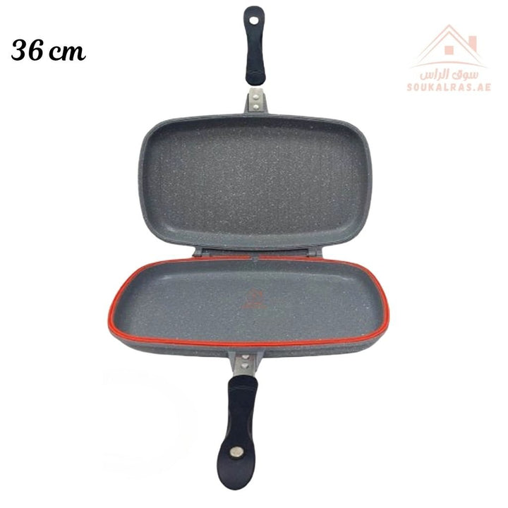 Dessini 36cm Double Grill Pan | Non - Stick, Flip Pan for Easy Cooking | High - Quality Die - Cast Aluminum - Souk Al Ras
