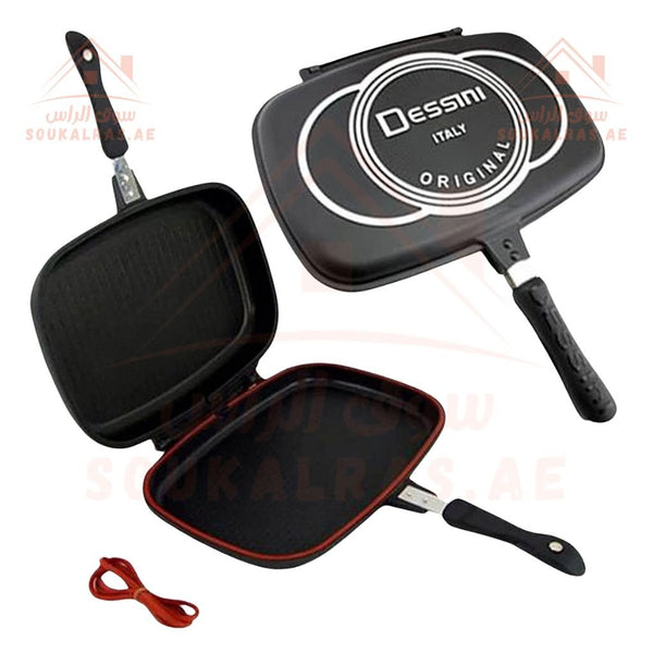 Dessini 36cm Double Grill Pan | Non - Stick, Flip Pan for Easy Cooking | High - Quality Die - Cast Aluminum - Souk Al Ras