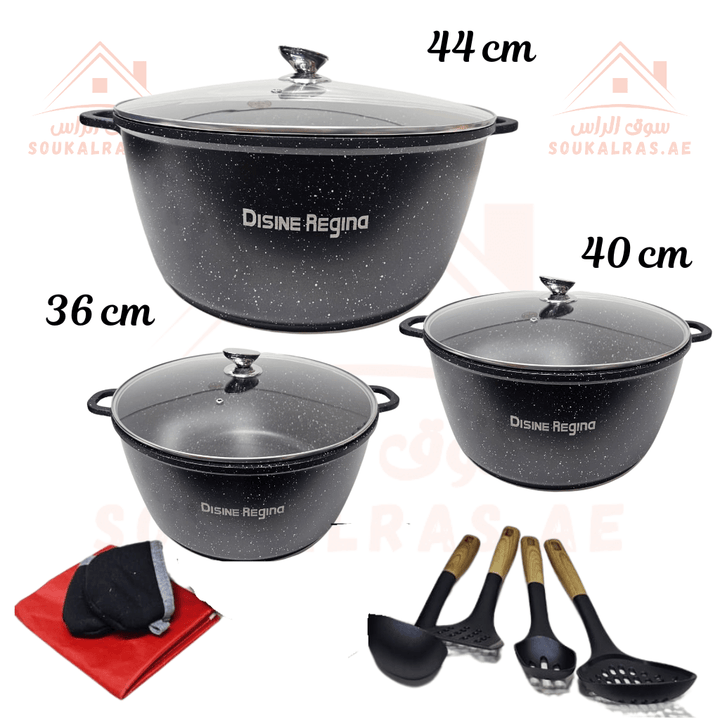 Disine Regina 13 - Piece Granite Cookware Set | Durable Non - Stick with Kitchen Utensils | High Quality &amp; Heat Resistant - Souk Al Ras