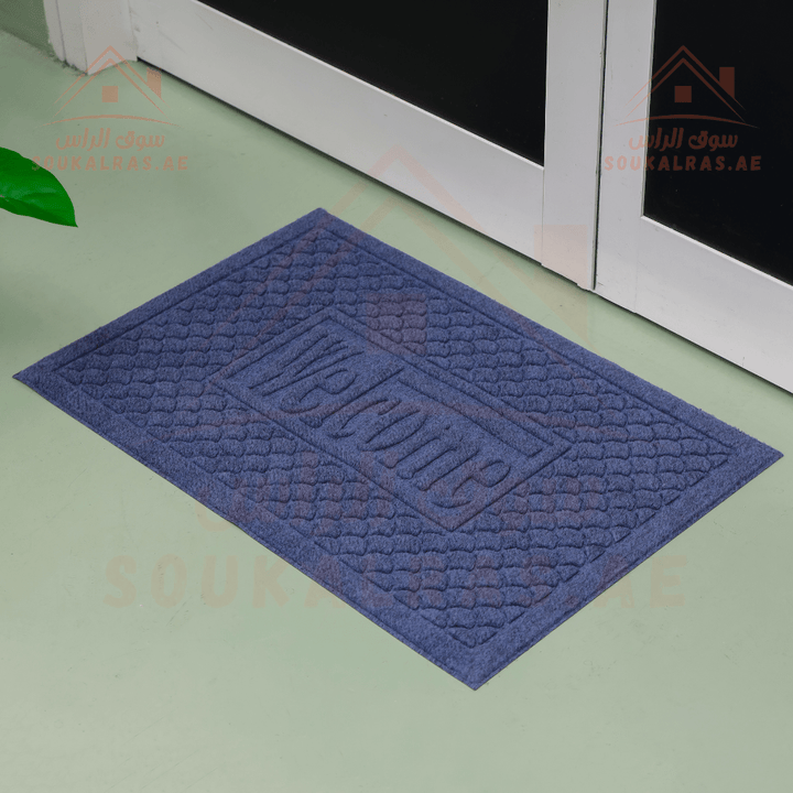 Door Mat with Polyester Surface & Rubber Backing | Non - Slip Base for Indoor & Outdoor Use - Souk Al RasHousehold