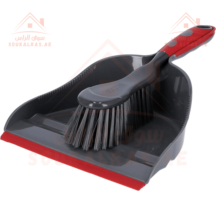 Dust Pan & Brush Set - Hand Broom with Synthetic Stiff Bristles - Souk Al RasHousehold Cleaning Supplies