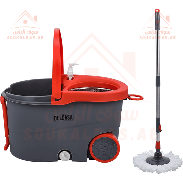 Easy Spin Mop with Steel Cylinder | 360° Rotating Mop & Microfiber Mop Head - Souk Al RasHousehold Cleaning Supplies