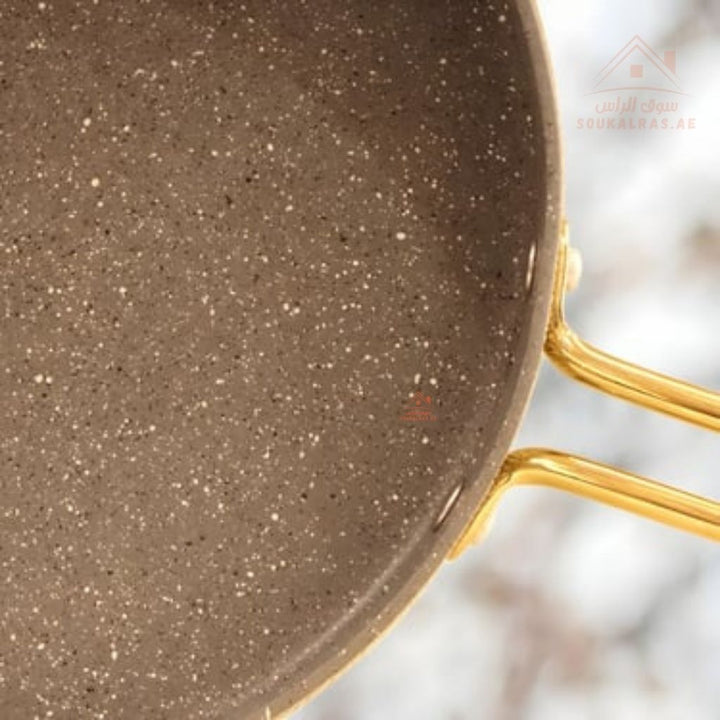 Elegance Series 9 - Piece Gold Granite Cookware Set | Premium Forged Aluminum Pots & Pans | Made in Turkey - Souk Al Ras
