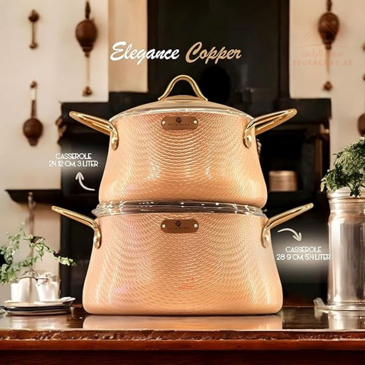 Elegance Series 9 - Piece Gold Granite Cookware Set | Premium Forged Aluminum Pots & Pans | Made in Turkey - Souk Al Ras