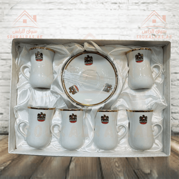 Elegant 12 - Piece Tea Cup Set|UAE Flag Design |Porcelain Premium Quality Material - Souk Al Ras