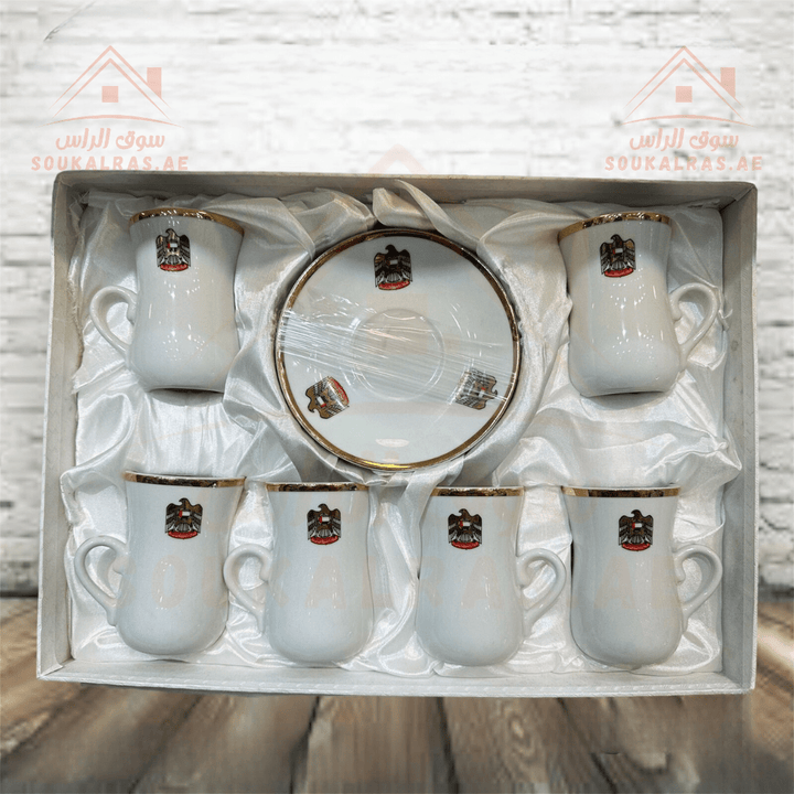 Elegant 12 - Piece Tea Cup Set|UAE Flag Design |Porcelain Premium Quality Material - Souk Al Ras