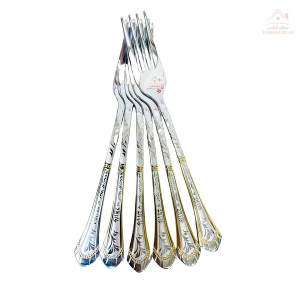Elegant 18/10 Stainless Steel Table Fork Set of 6 | ideal for everyday dining and formal occasions. - Souk Al Ras
