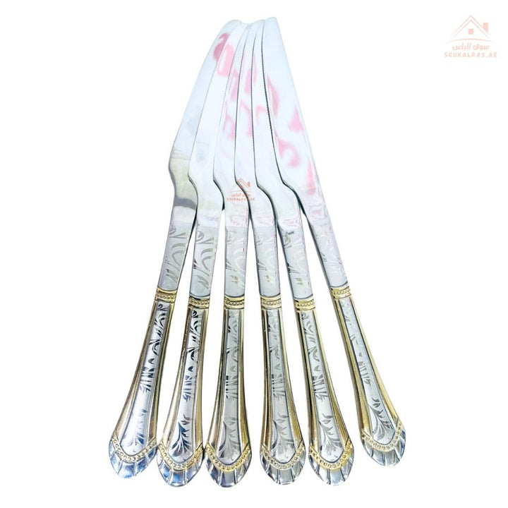 Elegant 18/10 Stainless Steel Table Knife Set of 6 | Ideal for daily meals or cutting food. - Souk Al Ras