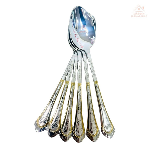 Elegant 18/10 Stainless Steel Table Spoon Set of 6 | Premium Quality | Ideal dining and everyday use - Souk Al Ras