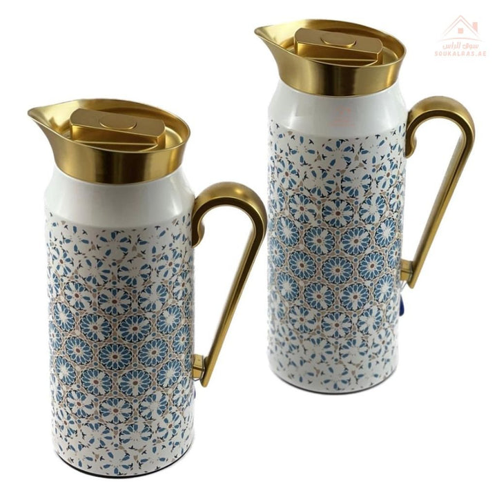 Elegant 2 - Piece Vacuum Flask Set Perfect Capacity | 0.75L & 1L | Gold Accents | Premium Heat Retention - Souk Al Ras