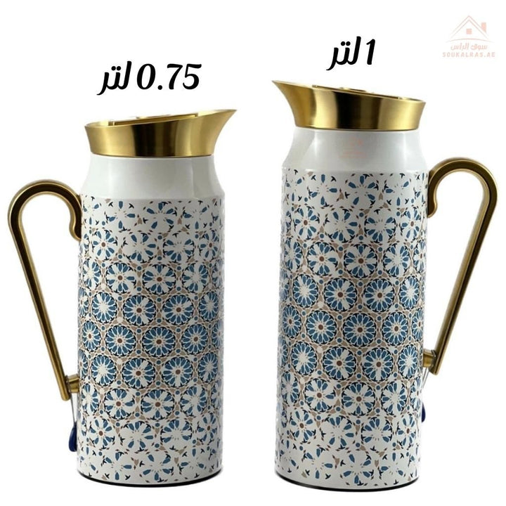 Elegant 2 - Piece Vacuum Flask Set Perfect Capacity | 0.75L & 1L | Gold Accents | Premium Heat Retention - Souk Al Ras