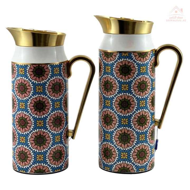 Elegant 2 - Piece Vacuum Flask Set Perfect Capacity | 0.75L & 1L | Gold Accents | Premium Heat Retention. - Souk Al Ras