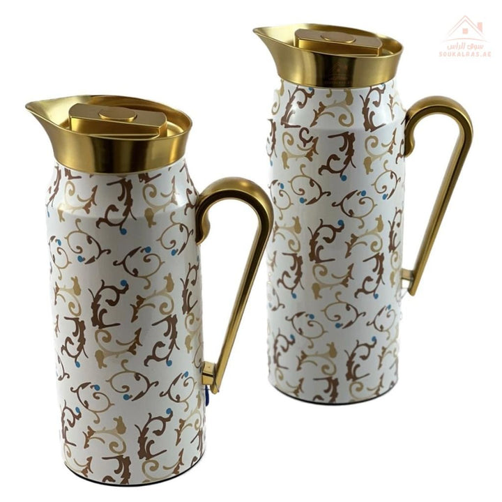 Elegant 2 - Piece Vacuum Flask Set Perfect Capacity | 0.75L & 1L | Gold Accents | Premium Heat Retention - Souk Al Ras