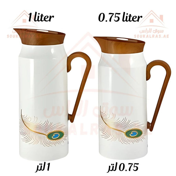 Elegant 2 - Piece Vacuum Flask Set Perfect Capacity | 0.75L & 1L | WOODEN FINISH | Premium Heat Retention. - Souk Al Ras