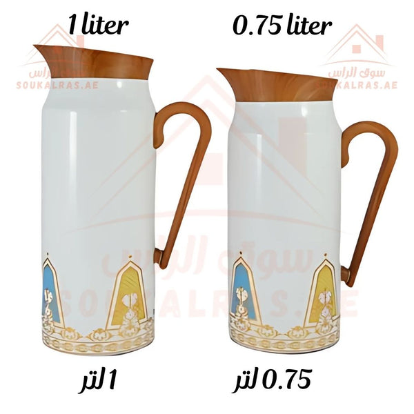 Elegant 2 - Piece Vacuum Flask Set Perfect Capacity | 0.75L & 1L | WOODEN FINISH | Premium Heat Retention. - Souk Al Ras