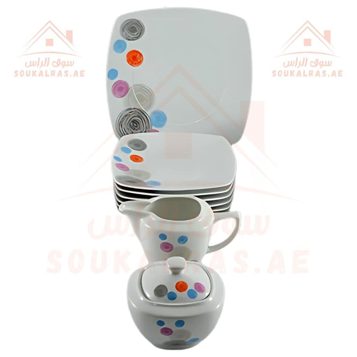 Elegant colorful 28 - Piece Tea Set | Porcelain Cups & Saucers | Classic Rose Design - Perfect for Gifting. - Souk Al Ras