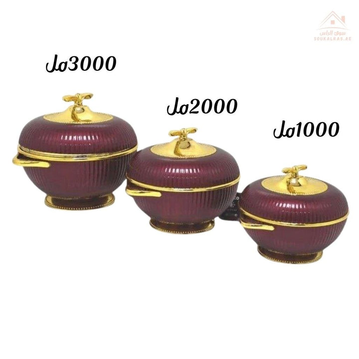 Elegant Hot Pot Food Warmer Set of 3 | 1000ml, 2000ml, 3000ml | Premium Insulated Design - Souk Al Ras