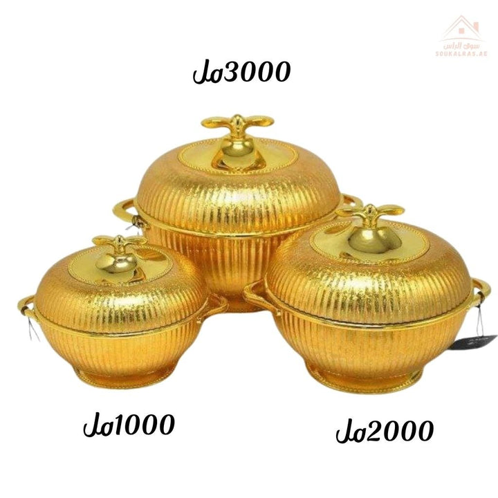 Elegant Hot Pot Food Warmer Set of 3 | 1000ml, 2000ml, 3000ml | Premium Insulated Design - Souk Al Ras