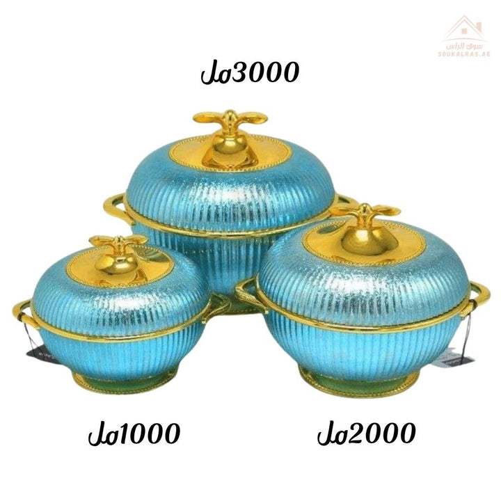 Elegant Hot Pot Food Warmer Set of 3 | 1000ml, 2000ml, 3000ml | Premium Insulated Design - Souk Al Ras