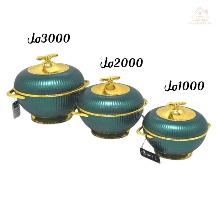 Elegant Hot Pot Food Warmer Set of 3 | 1000ml, 2000ml, 3000ml | Premium Insulated Design - Souk Al Ras