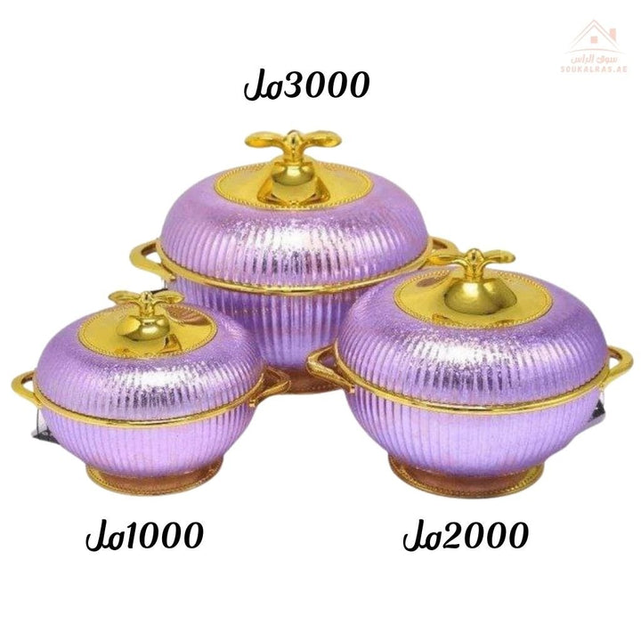 Elegant Hot Pot Food Warmer Set of 3 | 1000ml, 2000ml, 3000ml | Premium Insulated Design - Souk Al Ras