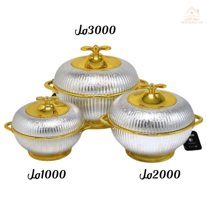 Elegant Hot Pot Food Warmer Set of 3 | 1000ml, 2000ml, 3000ml | Premium Insulated Design - Souk Al Ras