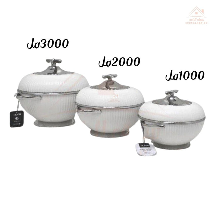 Elegant Hot Pot Food Warmer Set of 3 | 1000ml, 2000ml, 3000ml | Premium Insulated Design - Souk Al Ras