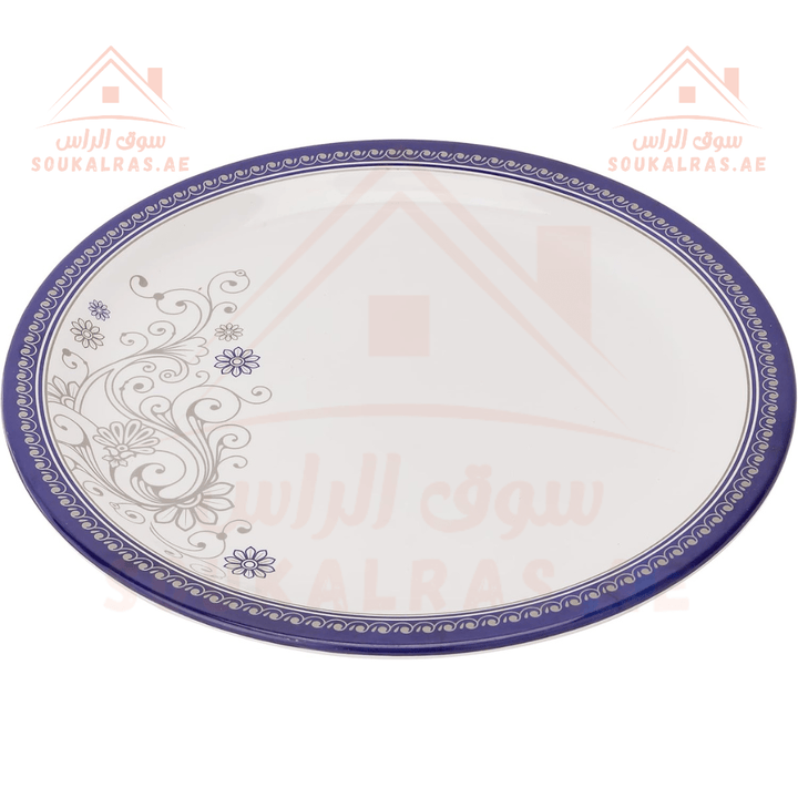 Elegant Melamine Dinner Plate, 28cm, White and Blue | Durable and Lightweight - Souk Al RasPlates & Bowls