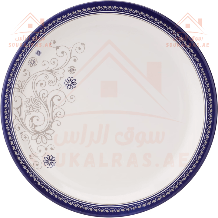 Elegant Melamine Dinner Plate, 28cm, White and Blue | Durable and Lightweight - Souk Al RasPlates & Bowls