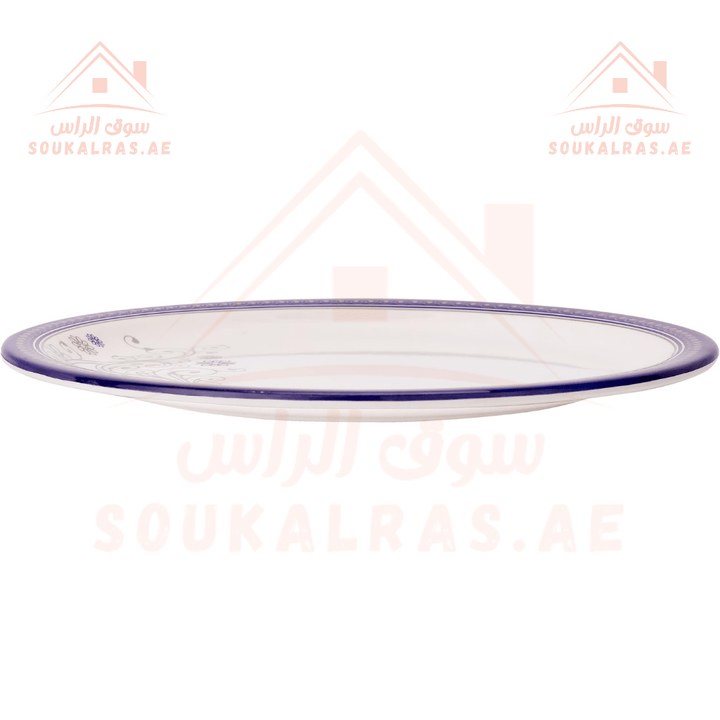 Elegant Melamine Dinner Plate, 28cm, White and Blue | Durable and Lightweight - Souk Al RasPlates & Bowls