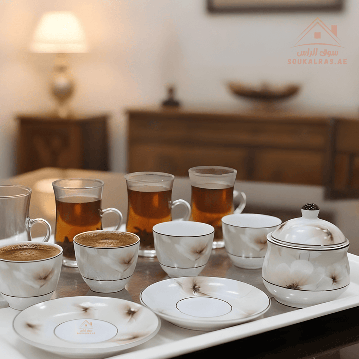 Elegant Najib 22pcs hospitality set with tray, tea cups, Arabic coffee ...