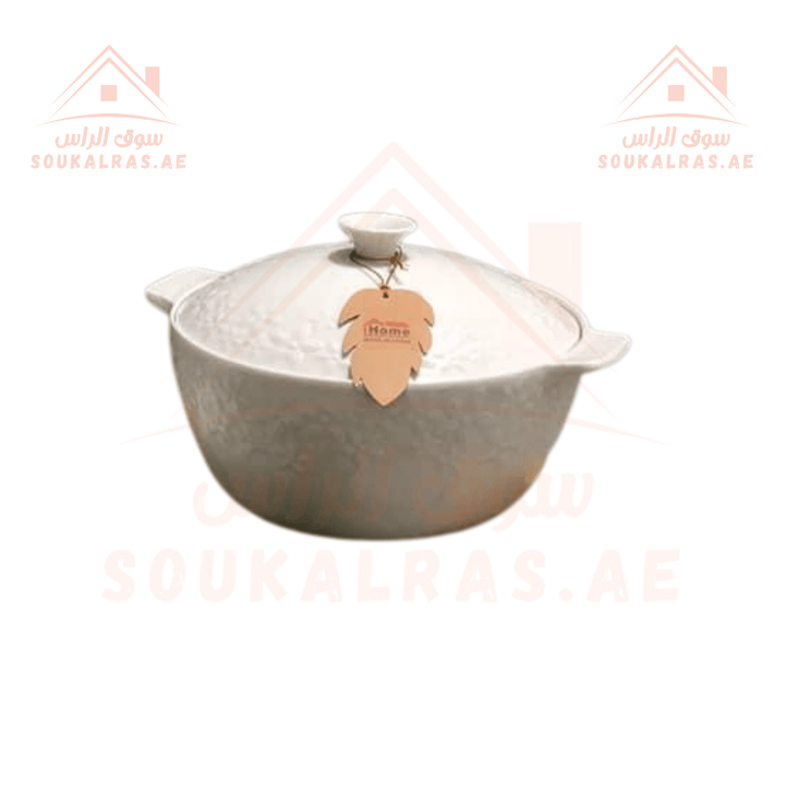 Elegant Porcelain Soup Bowl Set | Large Casserole with Lid & 6 Bowls | perfect for serving soups, stews, and family meals. - Souk Al Ras