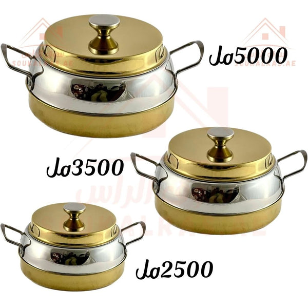 Ellora 2500ML, 3500ML, 5000ML Premium Hot Pot | Gold & Silver Etching | Royal touch on your dinning | Double - Wall Insulated Casserole | Made in India - Souk Al Ras