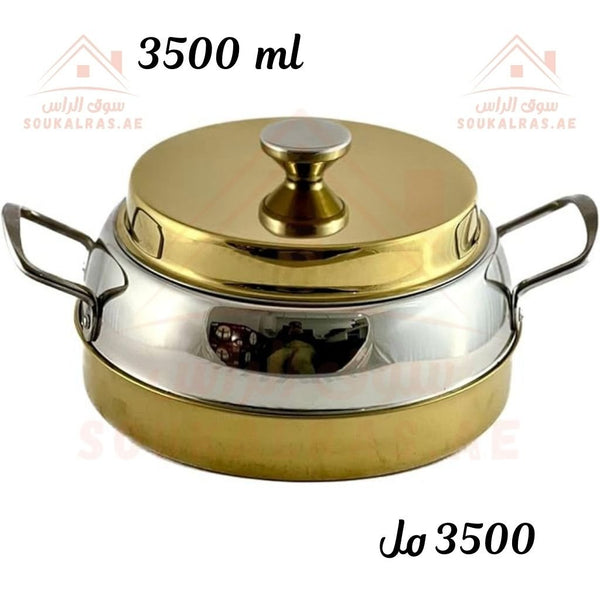 Ellora 3500ML Premium Stainless Steel Hot Pot | Gold Finish Secure Lid & Sturdy Handles Insulated Thermal Casserole | Made in India - Souk Al Ras