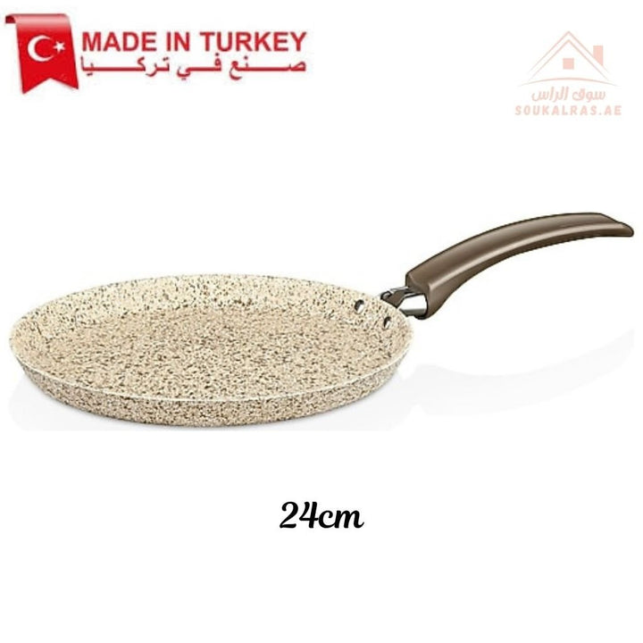 Falez Creamy Crepe Pan 24CM | Non - Stick Granite Coating | Made in Turkey - Souk Al Ras