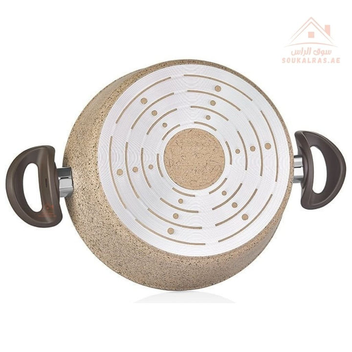 Falez Creamy Granite Non - Stick Cooking Pot with Glass Lid | Heat Resistant & Durable |Made in Turkey - Souk Al Ras