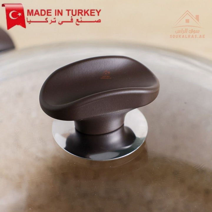 Falez Creamy Shallow Granite Casserole 26cm & 28cm| Non - Stick Cookware | Made in Turkey - Souk Al Ras