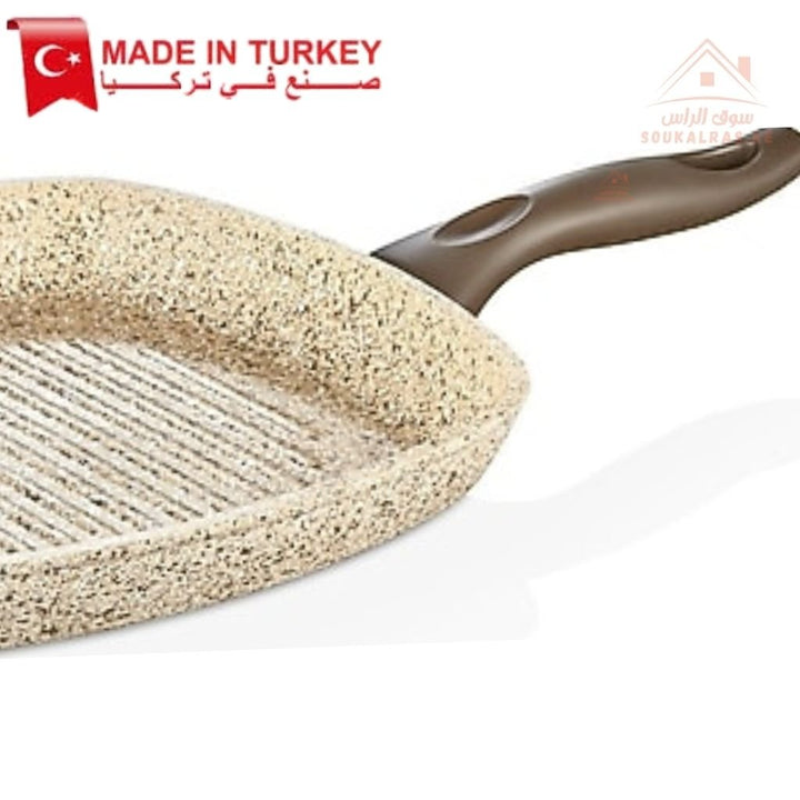 Falez Creamy Square Grill Pan 28CM | Non - Stick Granite Grill | Made in Turkey - Souk Al Ras