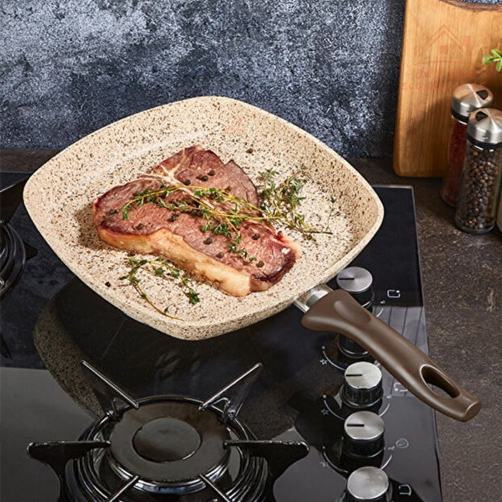 Falez Creamy Square Grill Pan 28CM | Non - Stick Granite Grill | Made in Turkey - Souk Al Ras