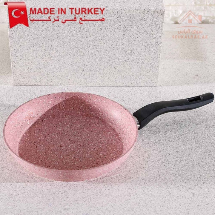 Falez Pink Granite Cookware Set | 9 - Piece Non - Stick Casserole & Frypan | Made in Turkey - Souk Al Ras