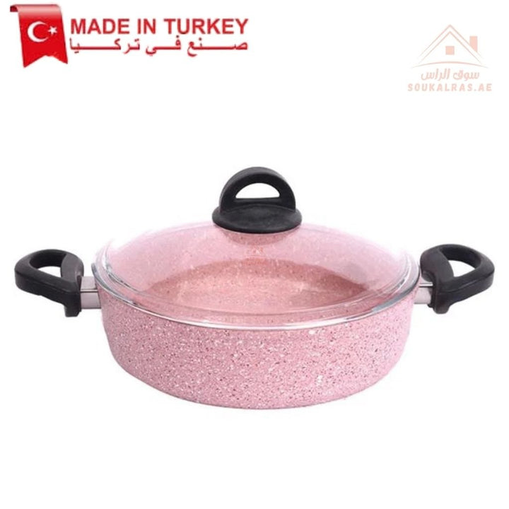 Falez Pink Granite Cookware Set | 9 - Piece Non - Stick Casserole & Frypan | Made in Turkey - Souk Al Ras