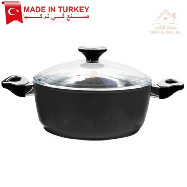 Falez SERAFIT Black Granite Cookware Set | 7 - Piece Non - Stick Casserole & Frypan | Made in Turkey - Souk Al Ras