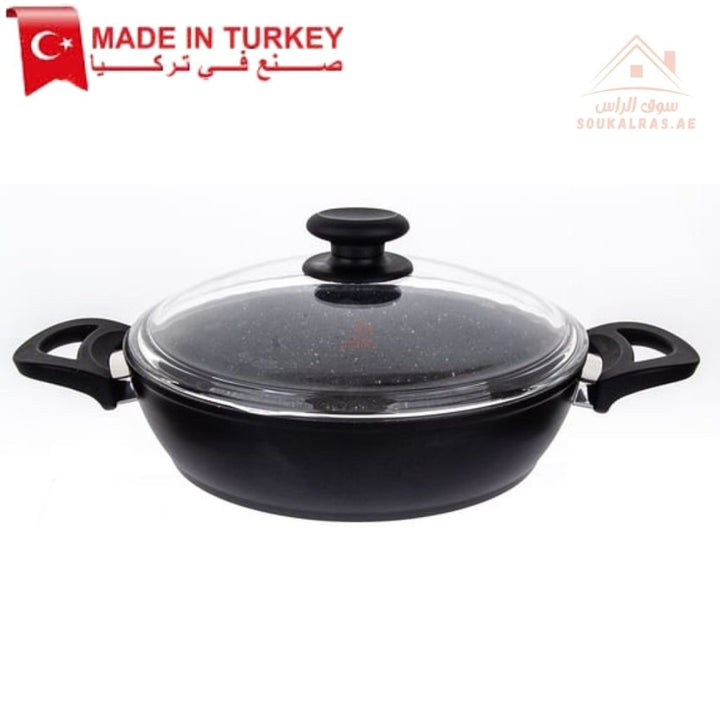 Falez SERAFIT Black Granite Cookware Set | 7 - Piece Non - Stick Casserole & Frypan | Made in Turkey - Souk Al Ras