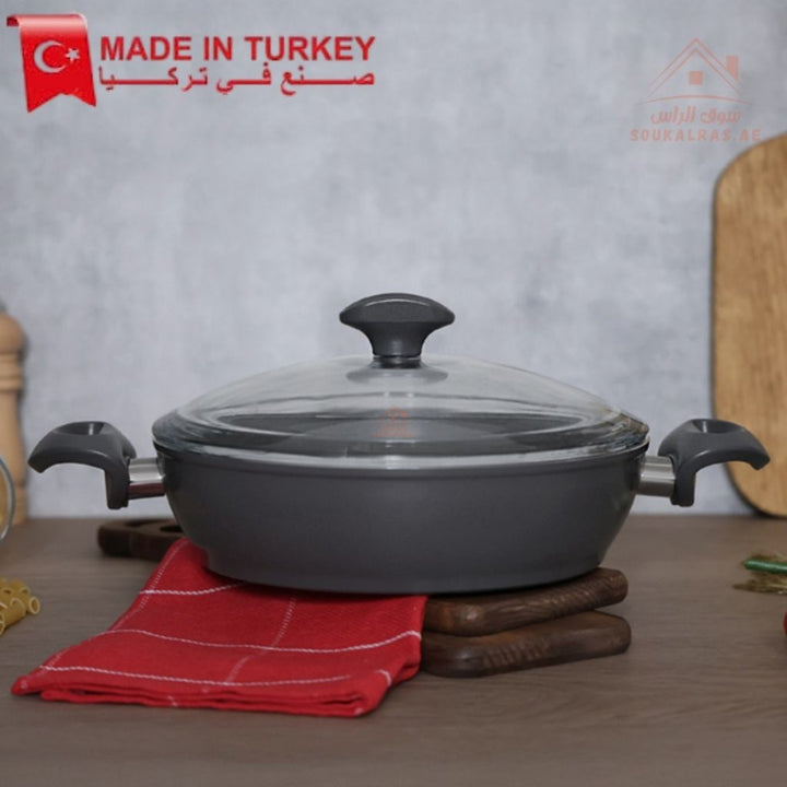 Falez Shallow Ceramic Casserole 26cm & 28cm| Non - Stick Cookware | Made in Turkey - Souk Al Ras