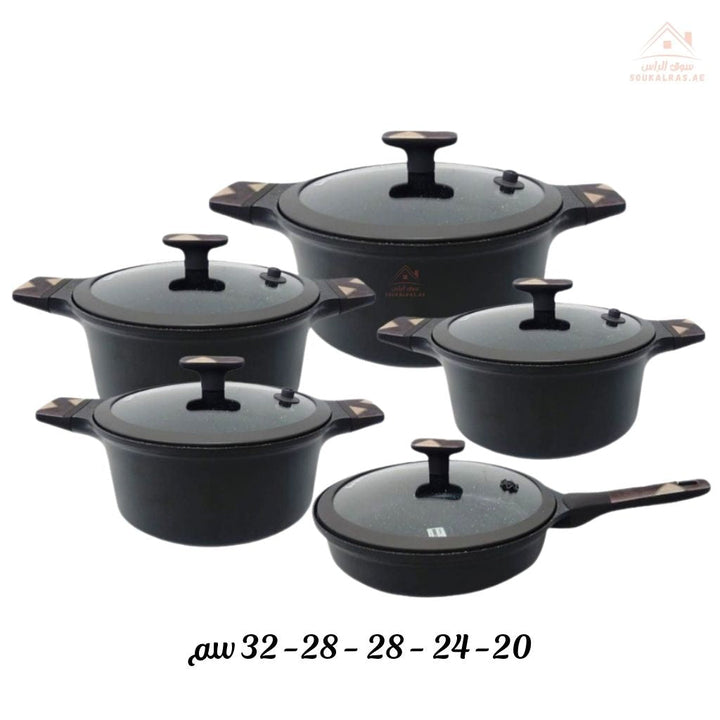 FeisiLang 14 - Piece Granite Cookware Set | Durable Non - Stick | Size 20 - 24 - 28 - 32CM | Perfect choice for everyday cooking - Souk Al Ras