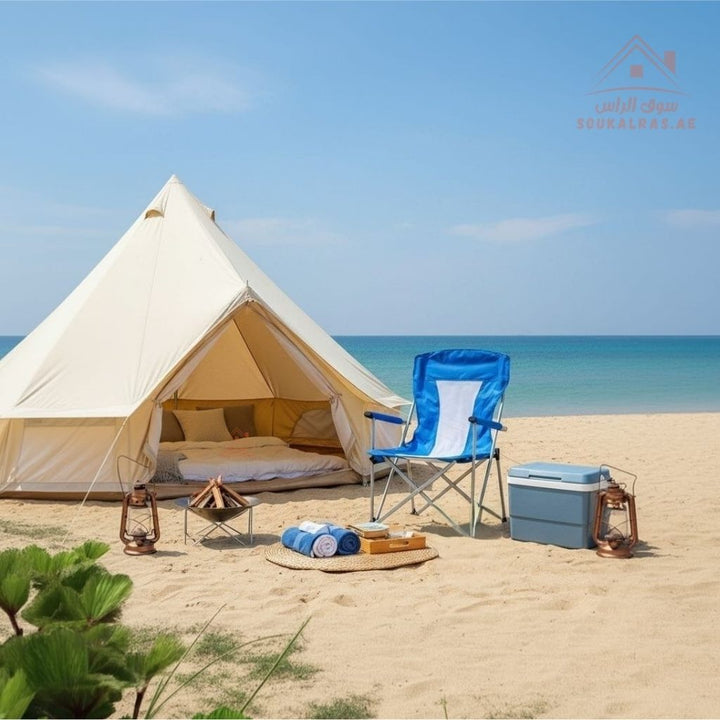 Folding Camping Chair with Armrests & Mesh Back | Lightweight & Durable Outdoor Chair,perfect for camping, beach trips, picnics, fishing. - Souk Al Ras