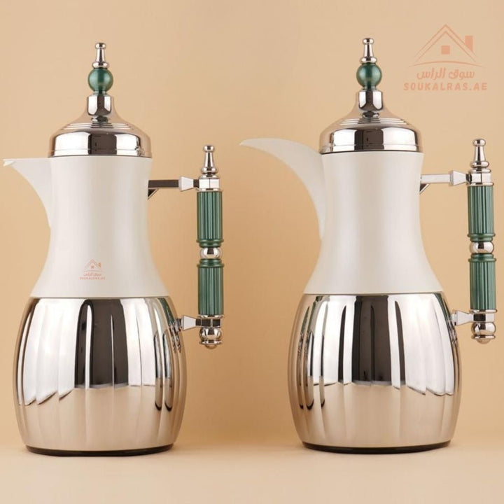 Fursan 2 - Piece Metal Vacuum Flask Set (1L + 1L) | Elegant Design | 12 Hours Heat Retention | ESMA Certified - Souk Al Ras