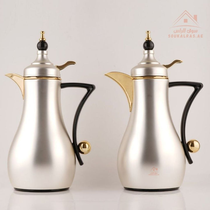 Fursan 2 - Piece Metal Vacuum Flask Set (1L + 1L) | Elegant Design | 12 Hours Heat Retention | ESMA Certified - Souk Al Ras