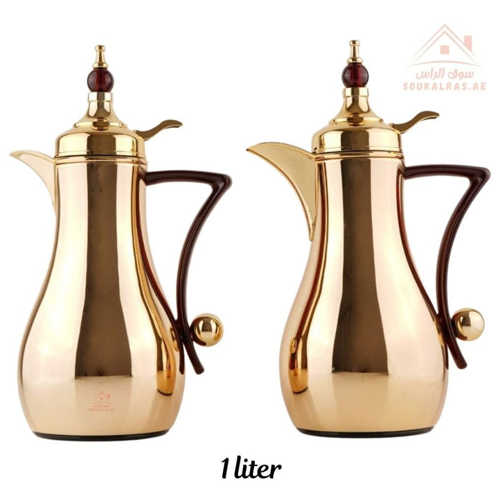 Fursan 2 - Piece Metal Vacuum Flask Set (1L + 1L) | Elegant Design | 12 Hours Heat Retention | ESMA Certified - Souk Al Ras